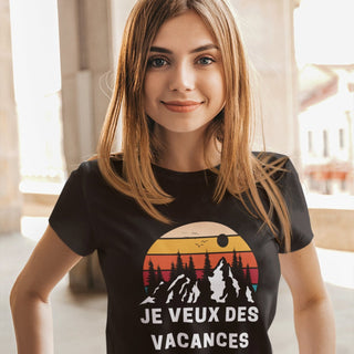 Je Veux Des Vacances | I Want Vacations Women's short sleeve t-shirt iAngelArt Shirts & Tops