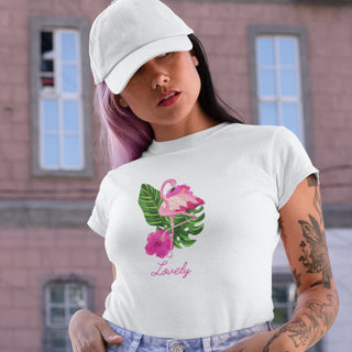 Lovely Flamingo Women's short sleeve t-shirt iAngelArt Shirts & Tops