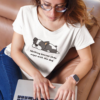 Nothing better than naps with the dog Women's short sleeve t-shirt iAngelArt Shirts & Tops