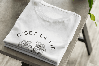 C'est la Vie Floral Elegance Women's Short Sleeve T-Shirt iAngelArt Global Shirts & Tops