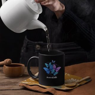 Elegant Black Glossy Butterfly Mug iAngelArt Mugs