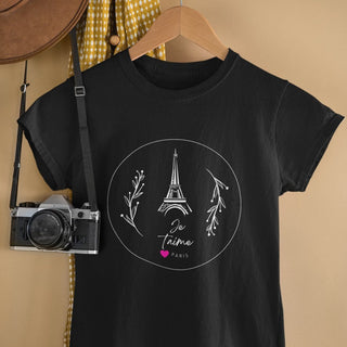 Je t'aime Paris Short Sleeve T-Shirt iAngelArt Global Shirts & Tops