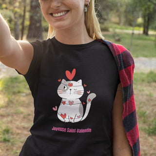 Joyeuse Saint-Valentin for a cat Women's short sleeve t-shirt iAngelArt Shirts & Tops